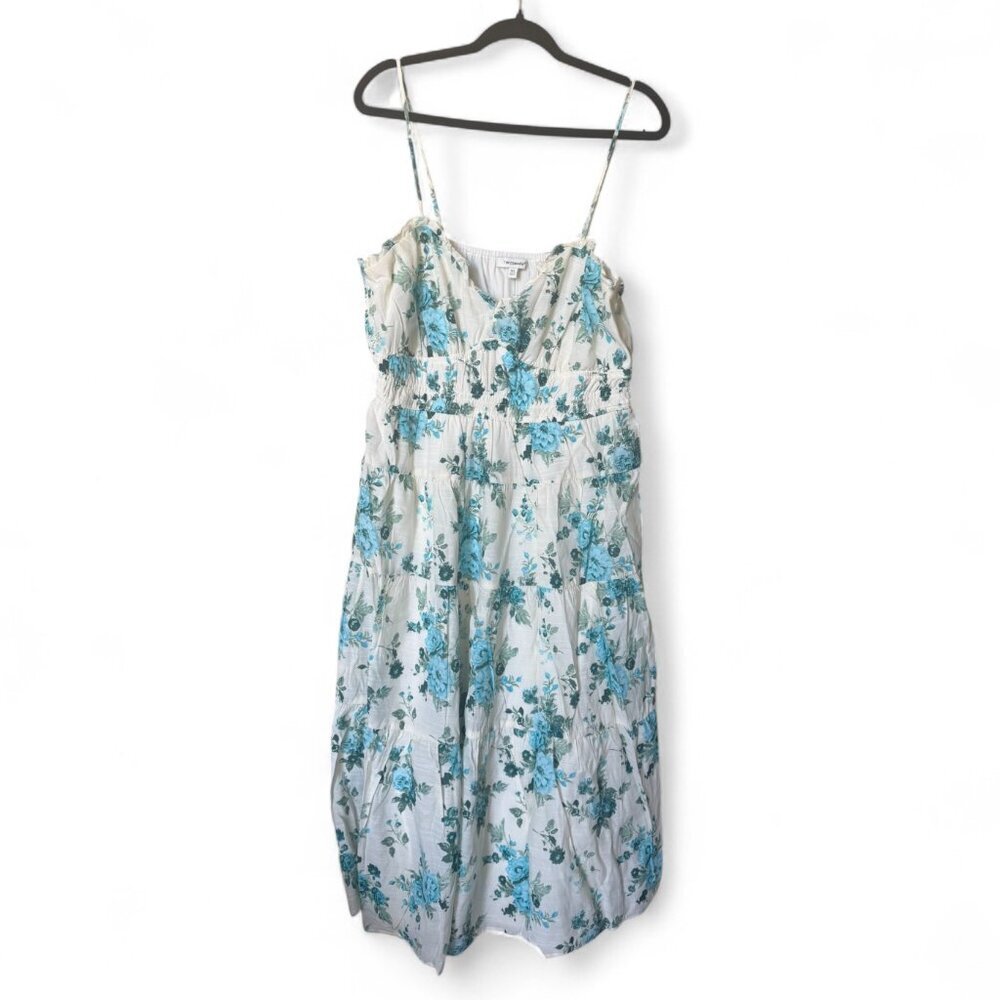 Francesca’s Teal Floral Smocked Midi Dress – Size XL